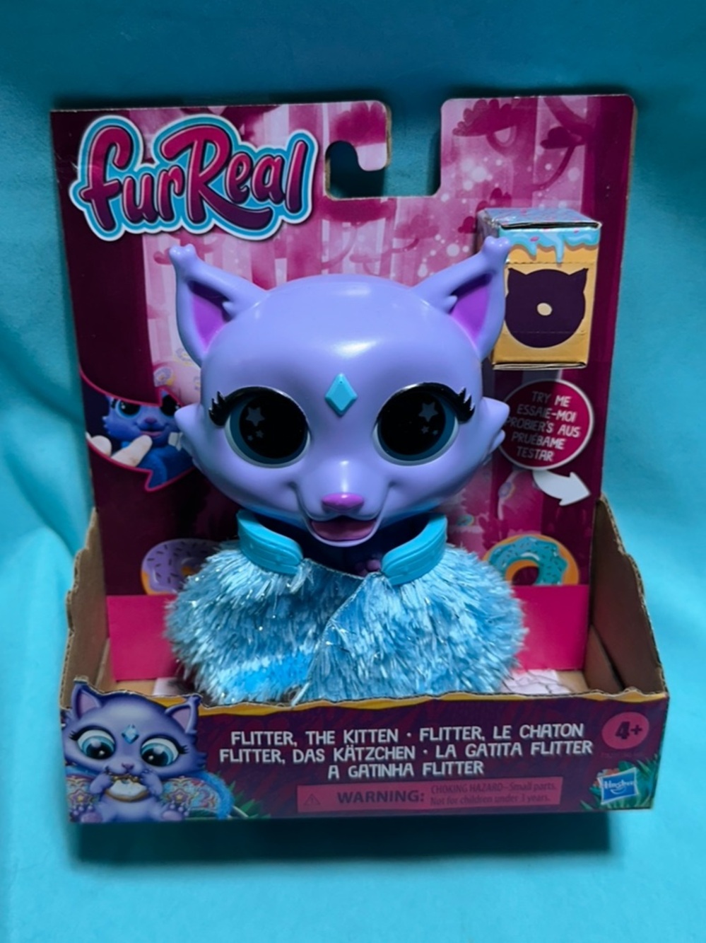 Hasbro furReal Flitter Kitten Purple with Blue Fur